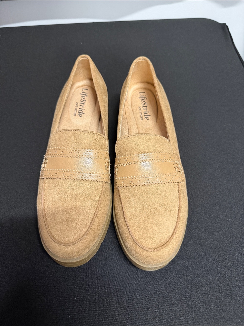 Life Stride Tan Suede Penny Loafers